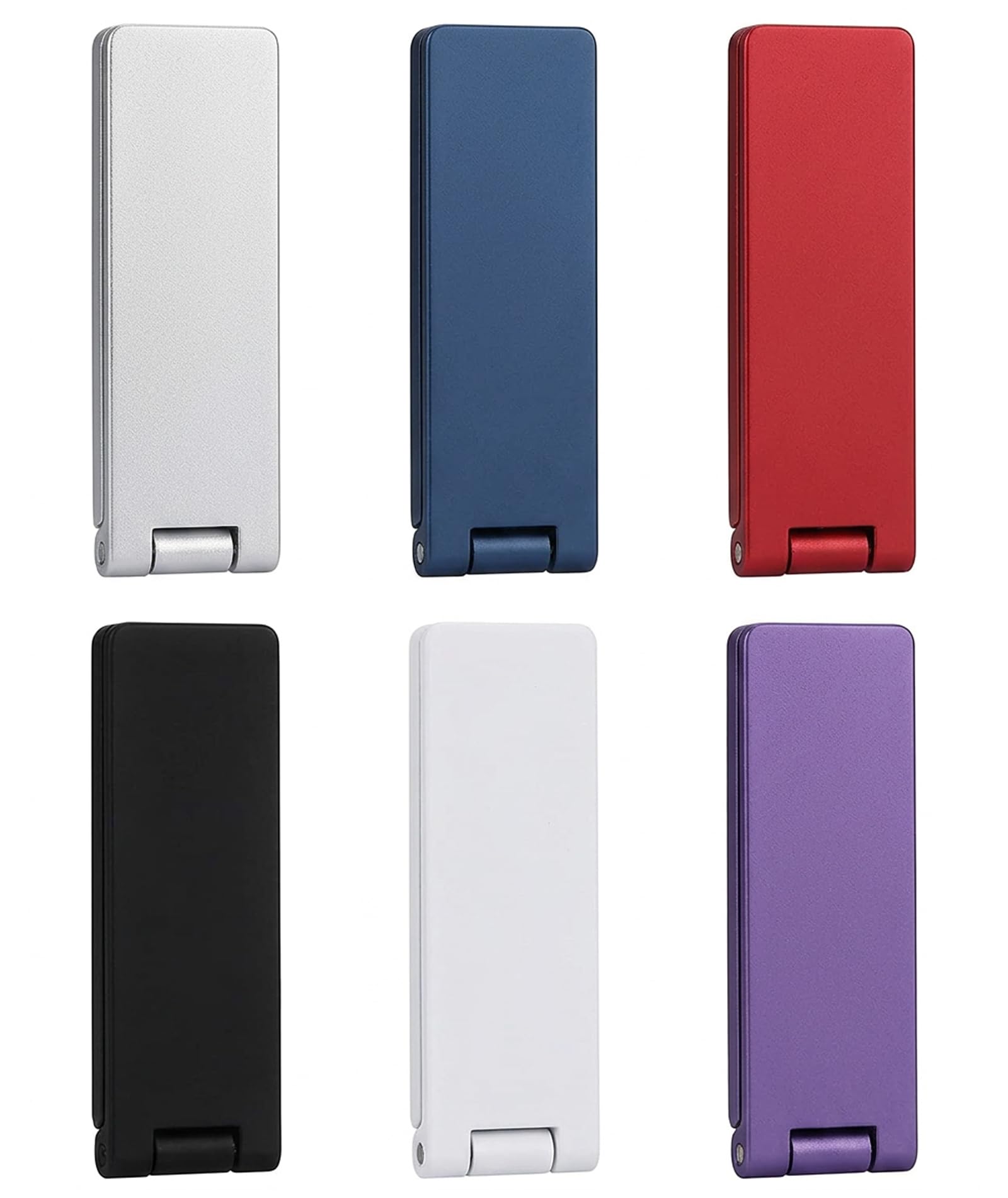 6PCS Mobile Back Stand, Metal Adhesive Foldable Phone Stand, Black White Silver Red Purple Navy Blue, Compatible with Various Smartphones and Devices, Portable Design for Desk and Travel Use-image-4