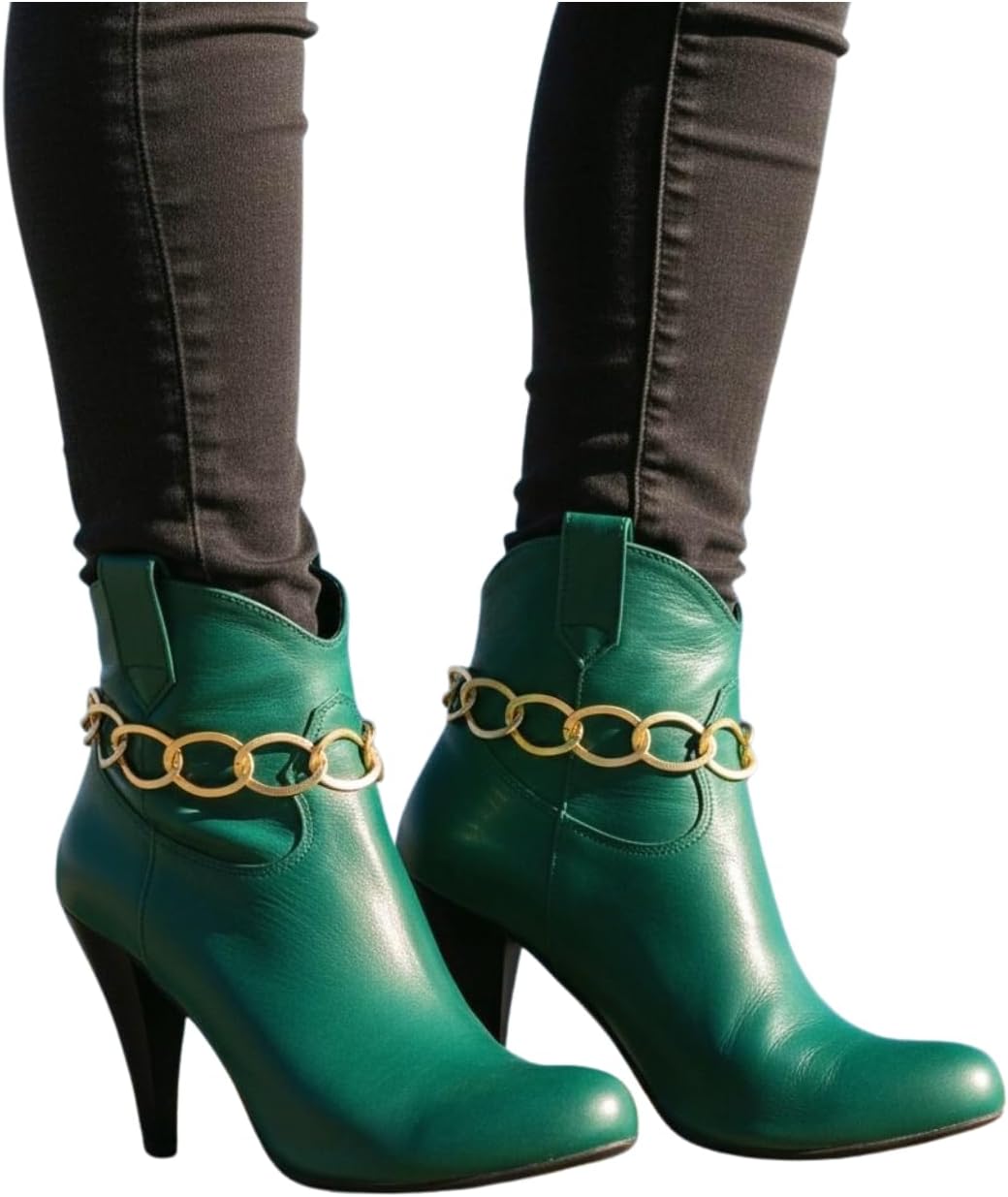TrendyFashionJewelry Women Gold Chunky Link Boot Chain Bracelets Pair, Luxe Statement Shoe Anklet Boot Jewelry, Western Glam Festival Rodeo Fashion Accessory, Made In USA, BC206
