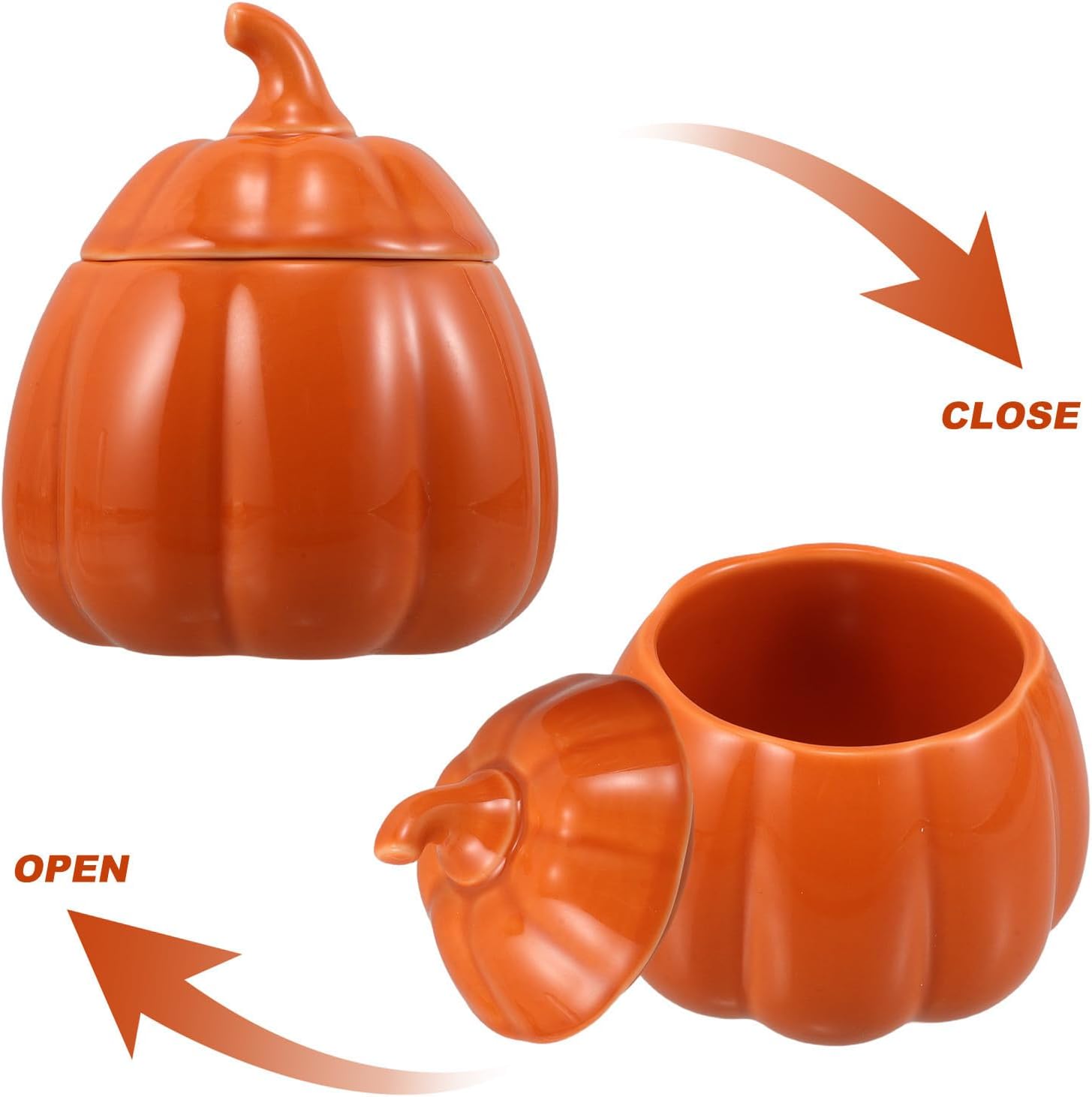 Ceramic Pumpkin Bowl with Lid for Kitchen and Family Gatherings, Heat Resistant and Retains Heat, Festive Cheerful Design, for Food Storage, Soups, and Candy