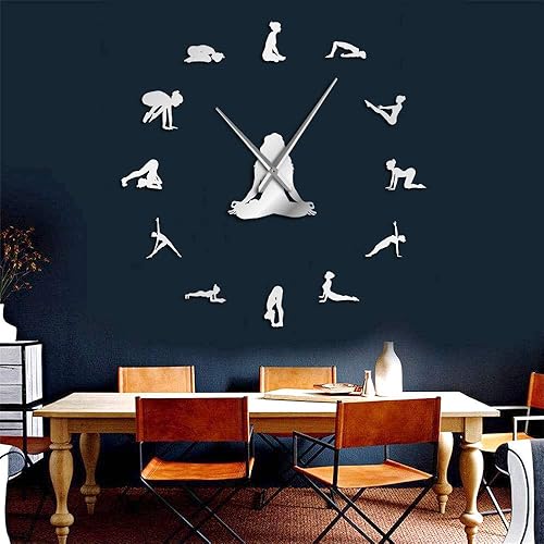 Miniatura 4 de The Geeky Days Yoga Poses DIY Reloj de pared gigante Encuentra tu equilibrio Arte de pared de meditación Decoración del hogar Reloj de pared grande