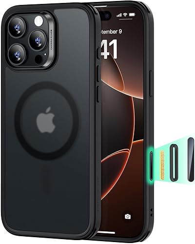 Vista 781 de ESR Funda para iPhone 15 Pro Max, compatible con MagSafe, de grado militar, negro transparente