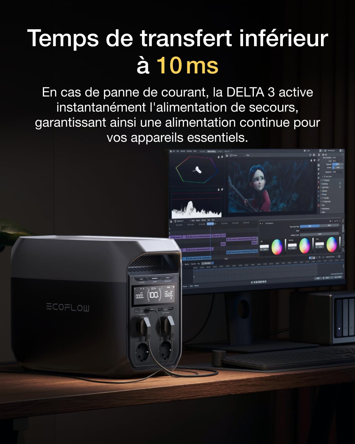 Station électrique portable EF EcoFlow DELTA 3, 1024 Wh de capacité, cellules LFP, 70% de charge en 30 min, extensible jusqu'à 5 kWh, générateur solaire pour camping, RV, l'alimentation de secours