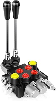 Hydraulic Flow Control Valve 2 Spool 13 GPM G Ports Adjustable Relief Lever Handle Double Acting Parallel Center Tractor Loader W/Joystick Small Tractors/Tanks Loaders Log Splitters 3600 PSI