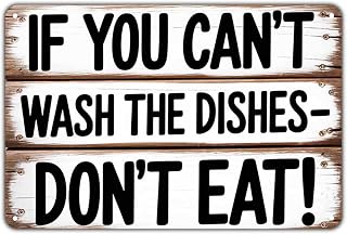 Funny Kitchen Rules Tin Sign, Vintage Kitchen Wall Decor Metal Sign Print Aesthetic Room Decoration for Home Bedroom Kitchen Bar Coffee Bathroom Indoor Outdoor Wall Decor, 8 X 12 IN