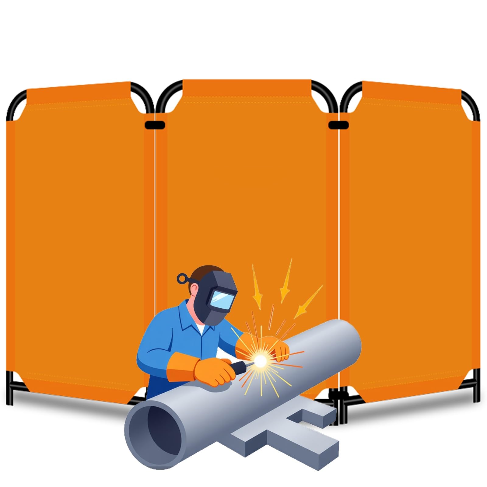Pantalla de soldadura plegable con marco, paneles de barrera de seguridad para protección de talleres e instalaciones industriales