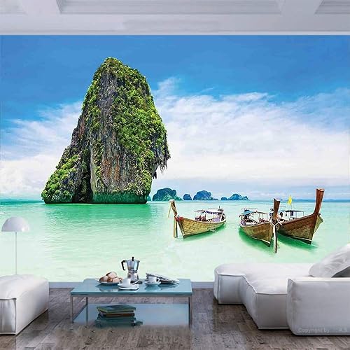 Miniatura 9 de Mural de pared de 100 x 100 pulgadas, tiro bajo el agua del fondo de arena rizado en el mar de Andamán, Tailandia, decorativo, autoadhesivo,