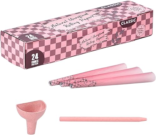 Conos preenrollados  Paquete de 60 conos rosados  Tamaño King clásico  Consejos y tubos de embalaje incluidos (24 unidades)