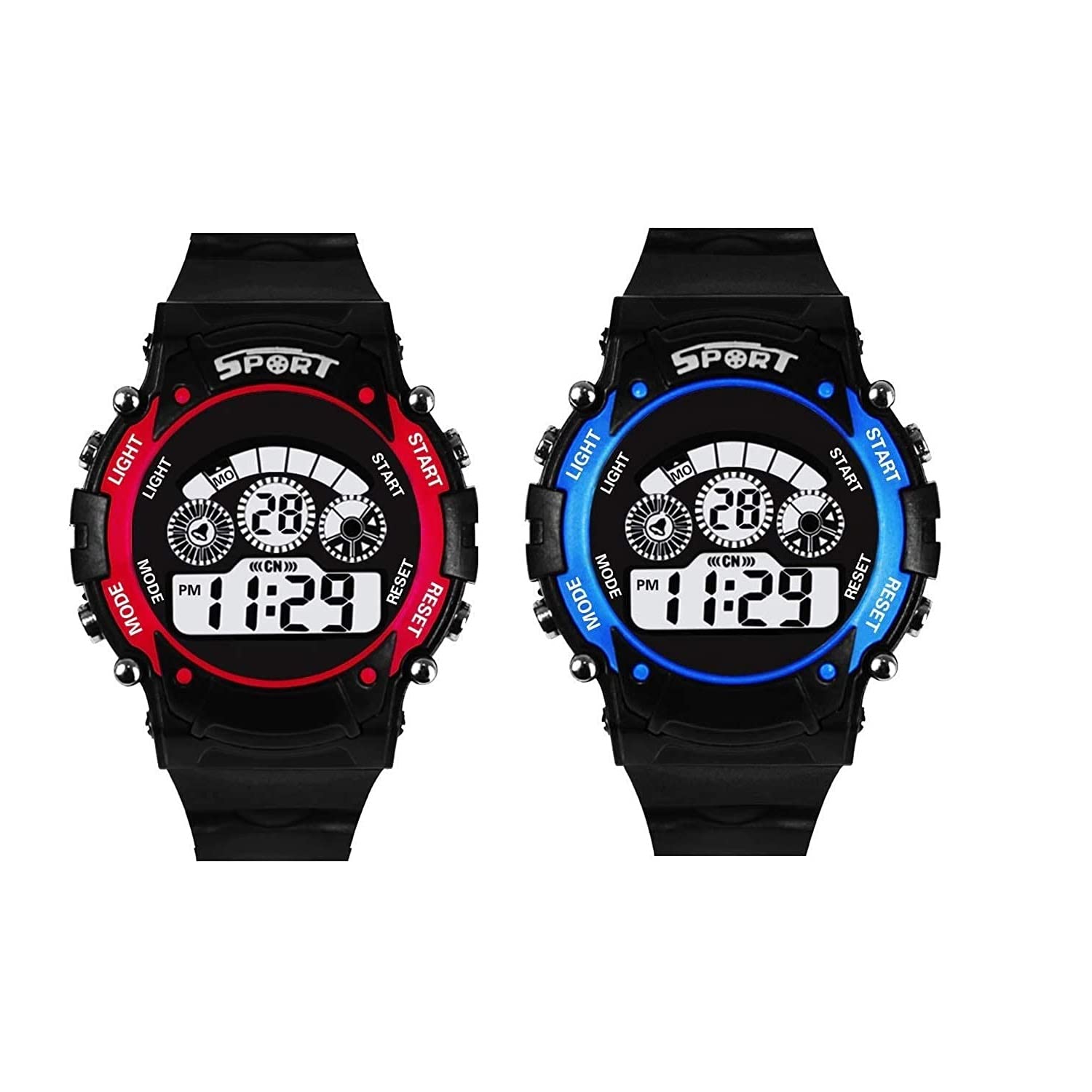 Rozti Children Casual Led Sports Digital Silicone Strap Sport Watch Kids School Gift (Red Blue) (B09RS9JC95) Amazon Price History, Amazon Price Tracker