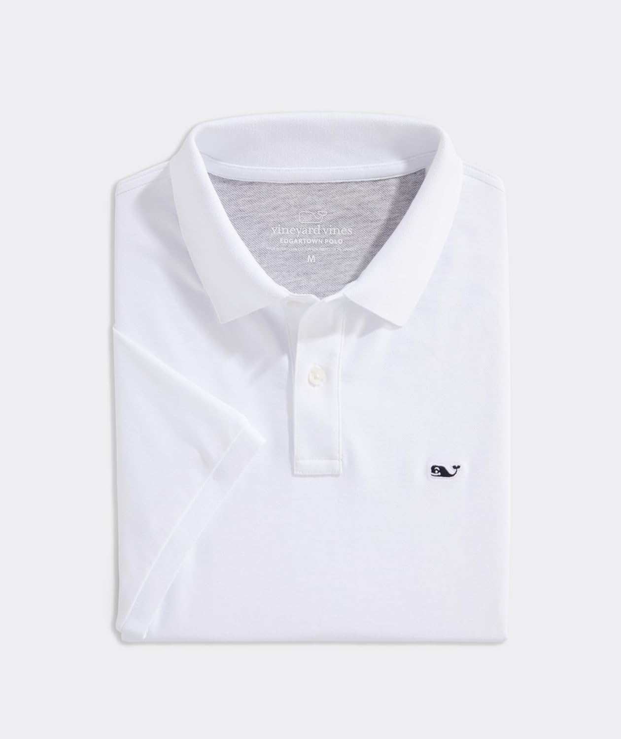 vineyard vines Men's Edgartown Short Sleeve Pique Polo, White Cap, Small