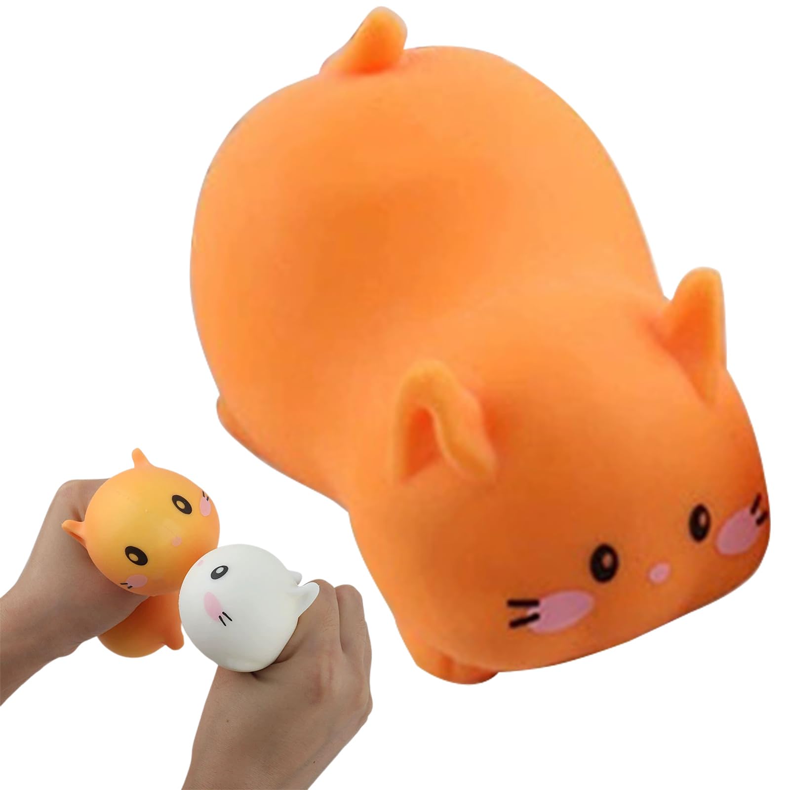 Cat Stress Balls - Cute Cat Squishy Toys for Kids and Adults, Stress Relief Sensory Toys (White), Fidget Toys Squishy Suitable Boys Girls, Gifts for Anxiety & Relaxation for Cat Lovers (Orange) â image 1