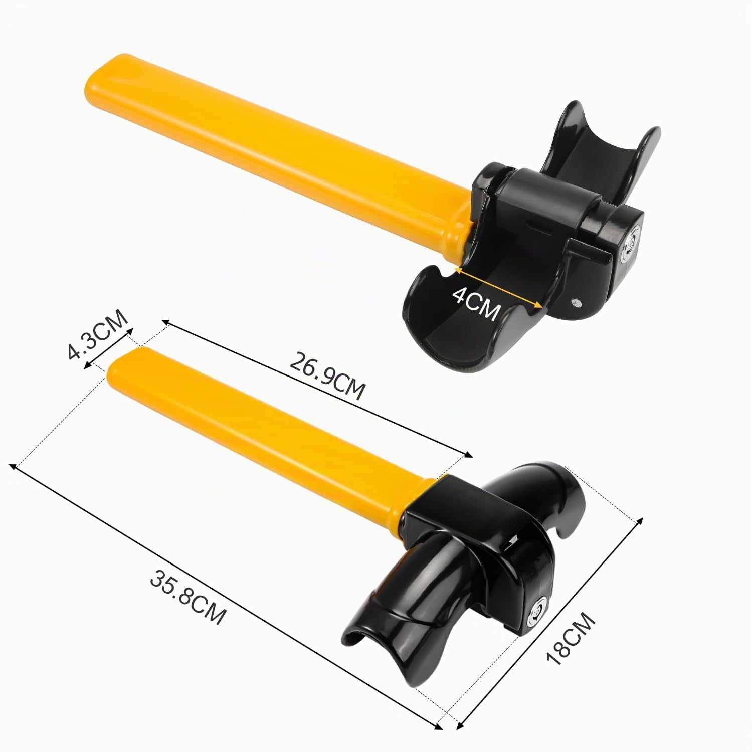 Antivol de Voiture Volant Sécurité Car Steering Wheel T-Lock avec 2 Clés, pour Ouverture Inférieure à 4cm