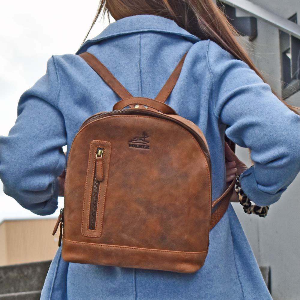 Fa.Volmer® Borsa in pelle di bufalo in 100% vera pelle di bufalo, stile vintage I per uomo e donna I per viaggi in città, ca. 31 x 31 x 6 cm