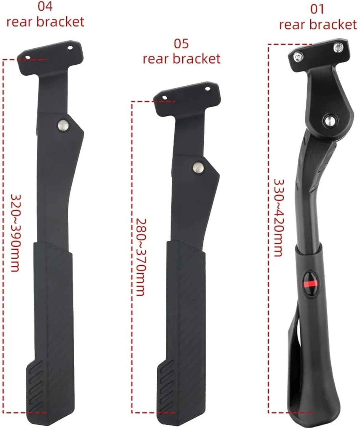 Regulowana podpórka rowerowa, tylna stopa ze stopu aluminium, do roweru górskiego 50.8-73.7 cm, śnieg składany rower i rower elektryczny, czarny