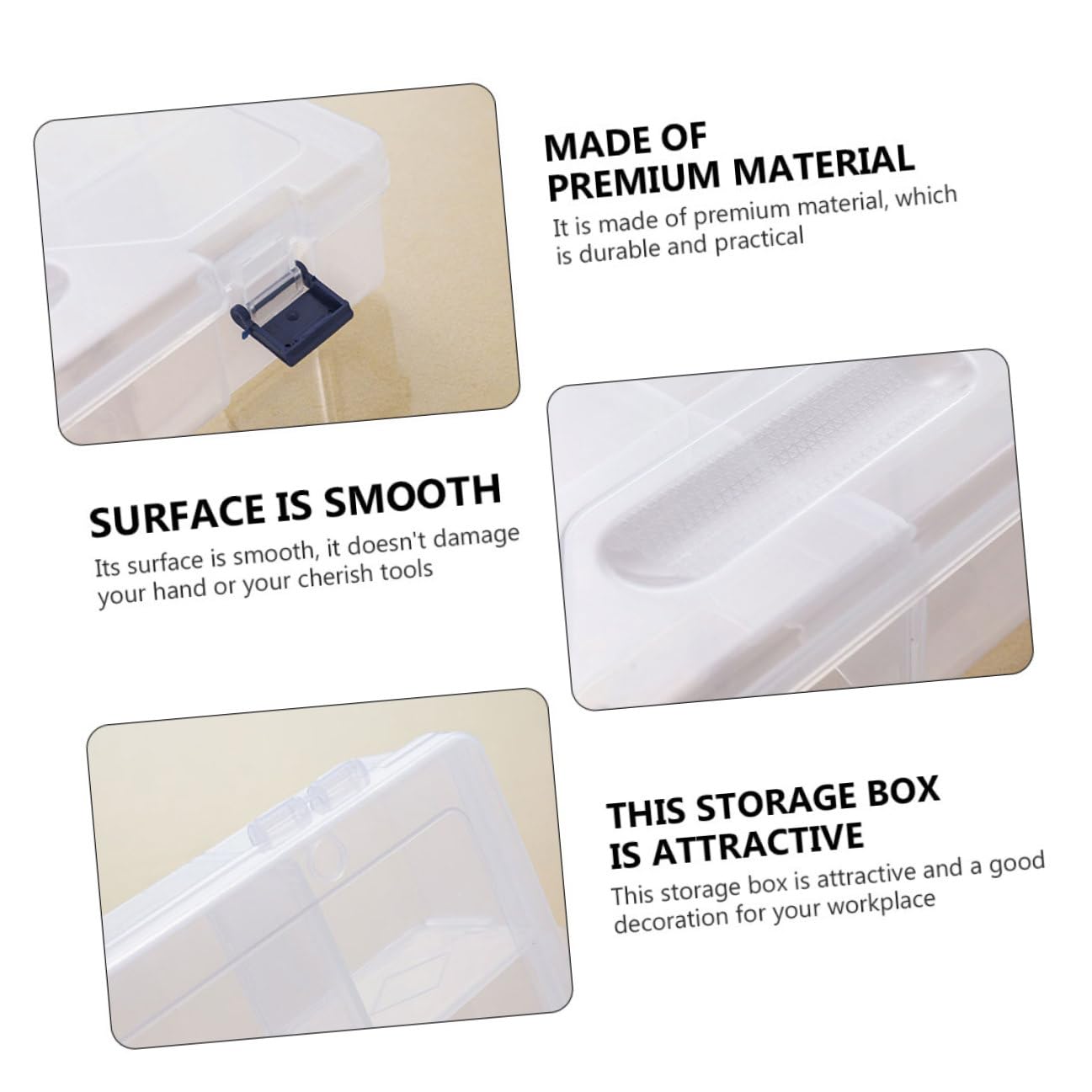 4 Pezzi Contenitore Trasparente con Scomparti Rimovibili Scatola Organizer per Utensili e Accessori Box Plastica Multifunzionale per Casa e Laboratorio