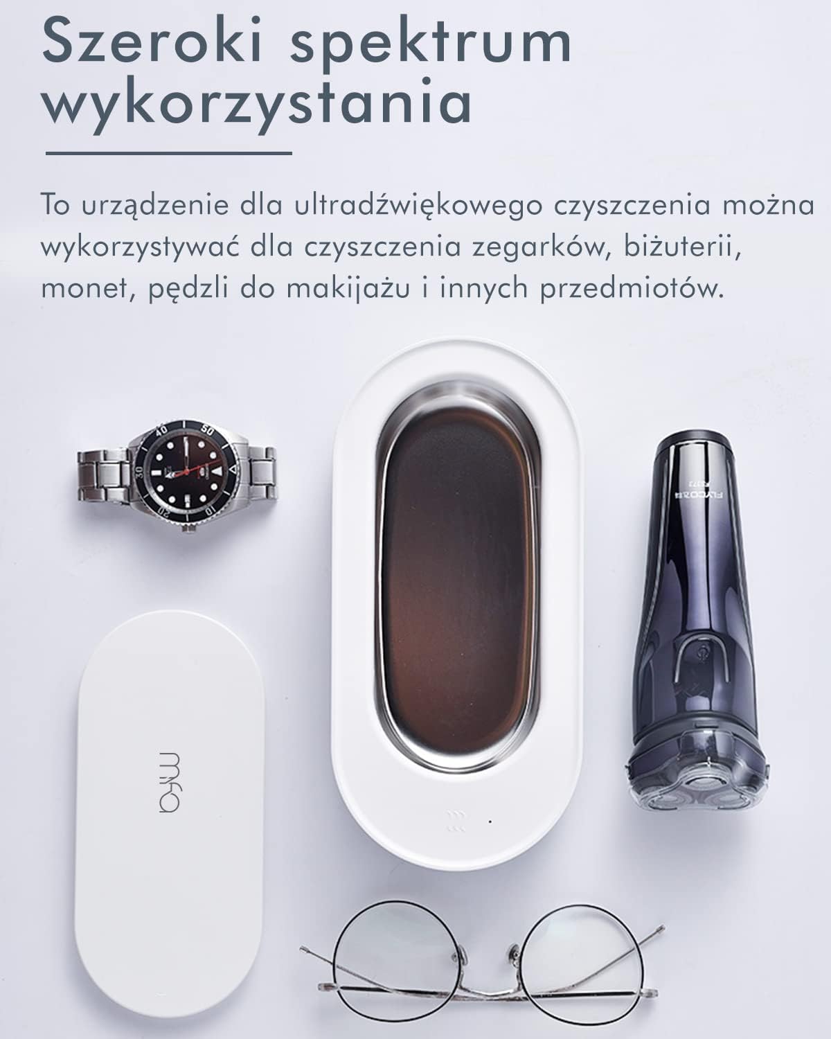 mfa® | Ultradźwiękowy oczyszczacz dla okularów, srebrnej biżuterii i narzędzi | Ultradźwiękowa myjka dla srebra | Ultradźwiękowe urządzenie dla oczyszczania | Czyszczenie ultradźwiękiem