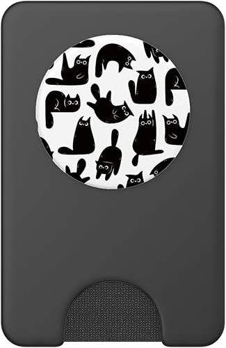 Miniatura 8 de Lindo gato negro divertido amante de los gatos PopSockets blancos intercambiables PopGrip