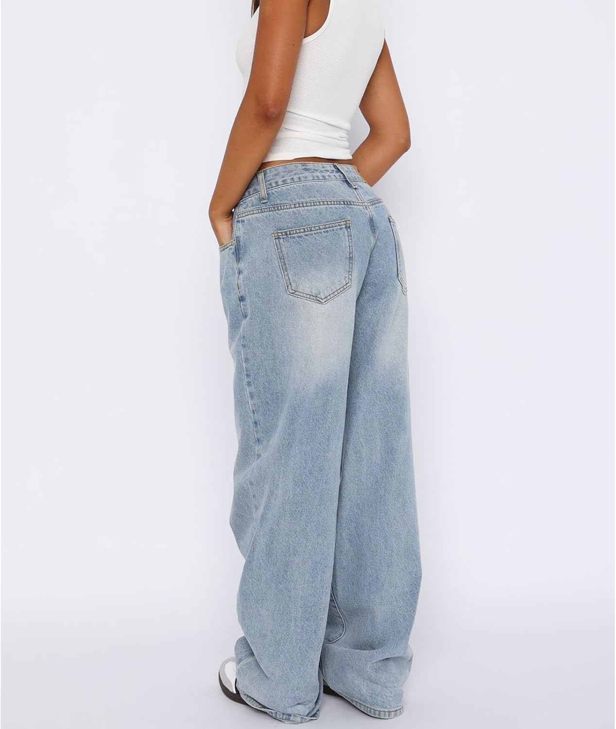 Women's Wide Leg Baggy Jeans - Low Rise, Loose Fit Denim Pants - Y2K Boyfriend Style Trousers for Streetwear - Image 6