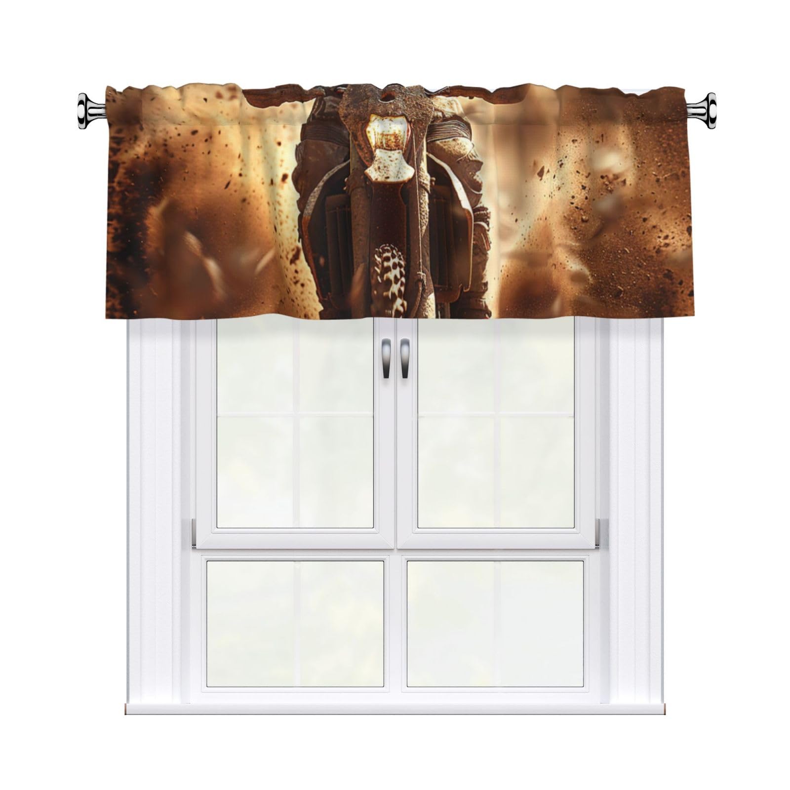 MXZERFKGLA Window Valance Kitchen Curtains 54 x 18 Inch Motocross Valances for Windows Curtain Valance Vintage Short Window Treatment for Kitchen Dining Room Bathroom Bedroom Home Decor