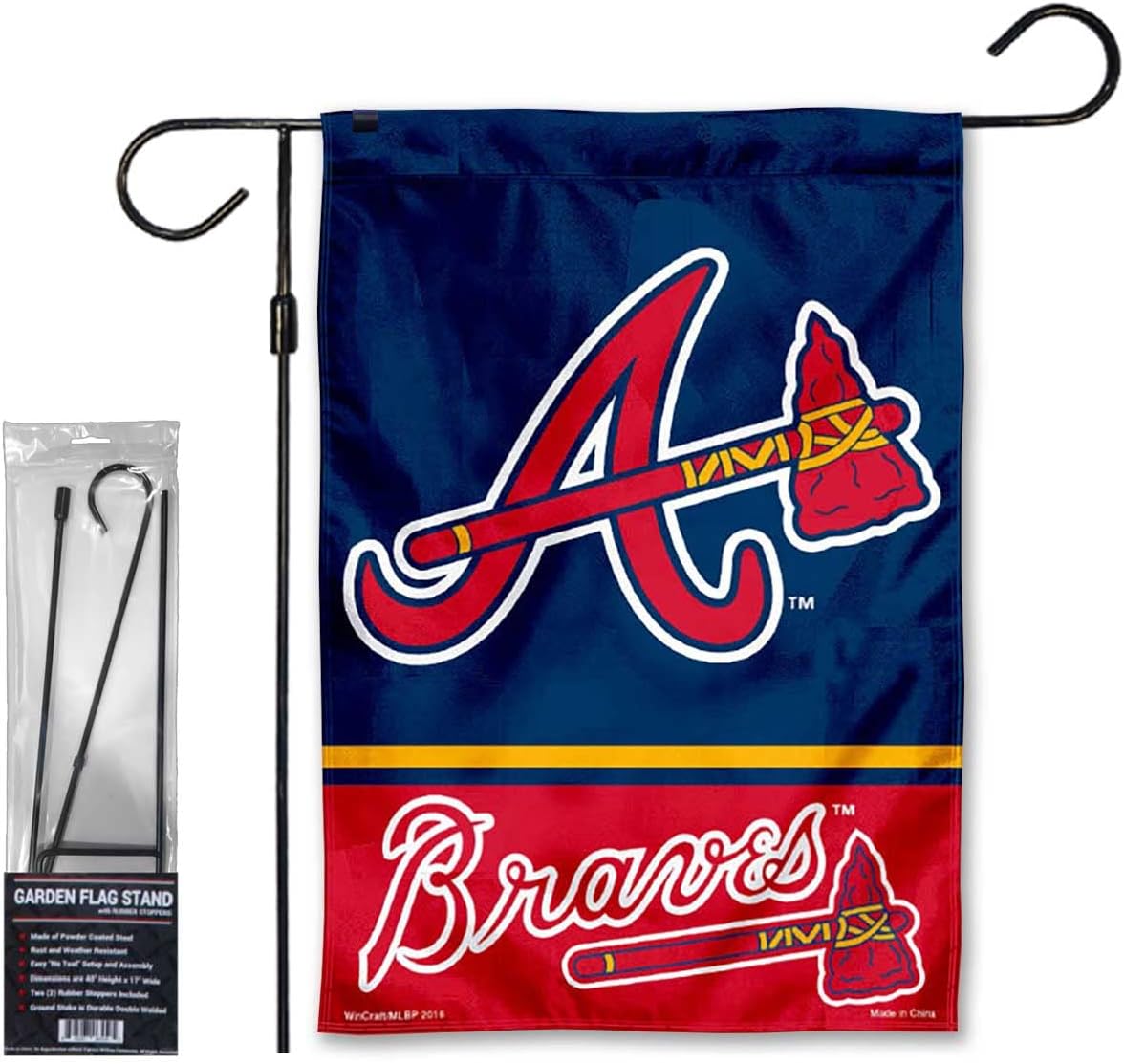 Braves Garden Flag with Stand Holder Flagpole
