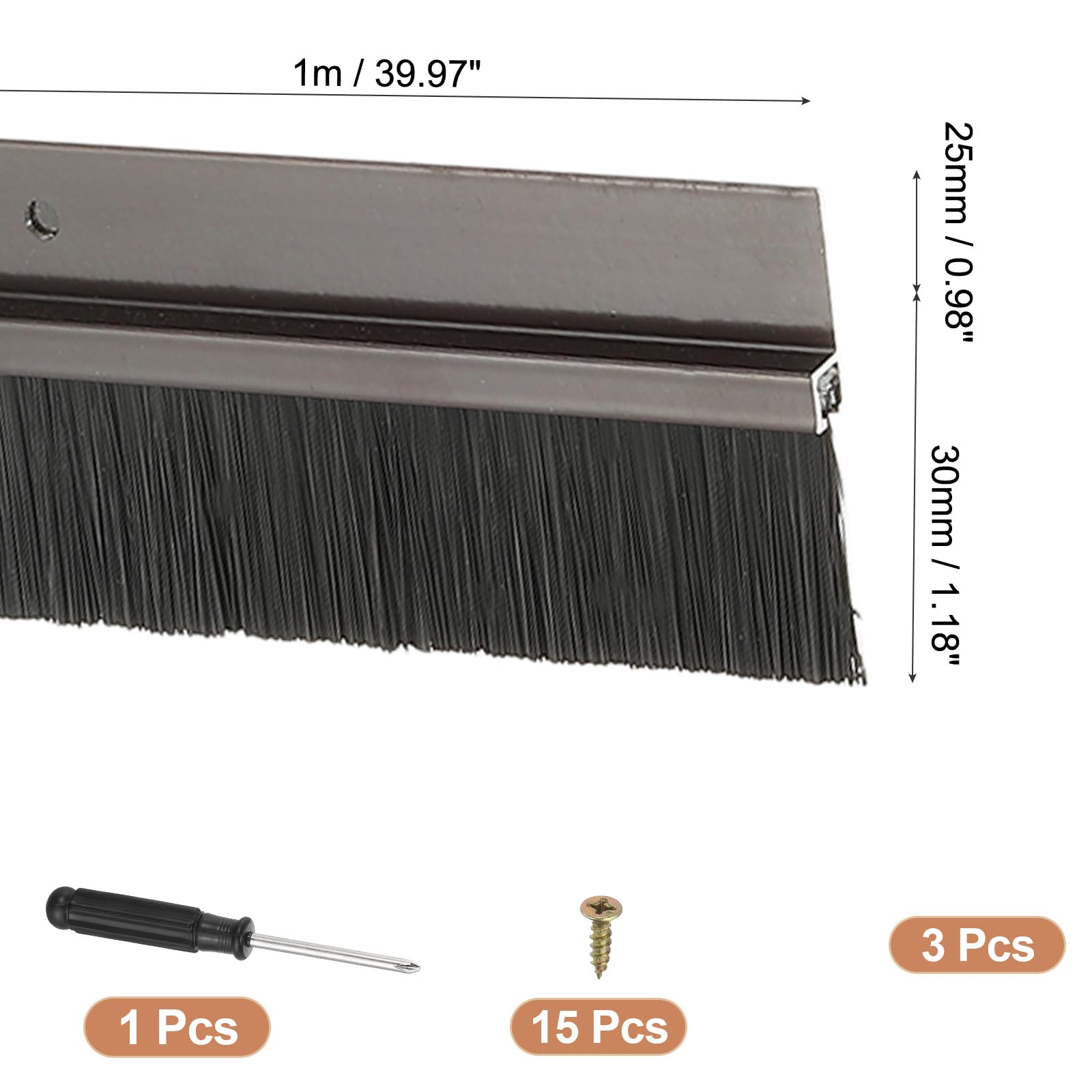 PATIKIL Door Brush Sweeps 1.18" Bristles x 39.37" Long - Image 2
