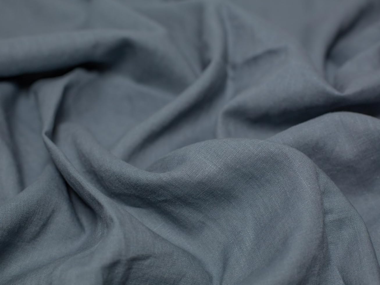 Minerva Plain Print Washed Slub 100% Linen Dress Fabric Soft Forest Green - per metre