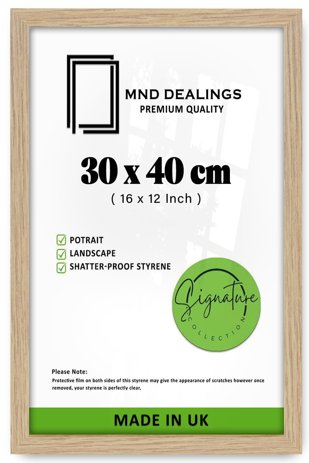 MND Dealings | Modern Wall Gallery Frame (30 x 40 CM) Perfect for Art, Home & Office Décor, MDF Wood, Ready for Display in Any Space [ Oak ]