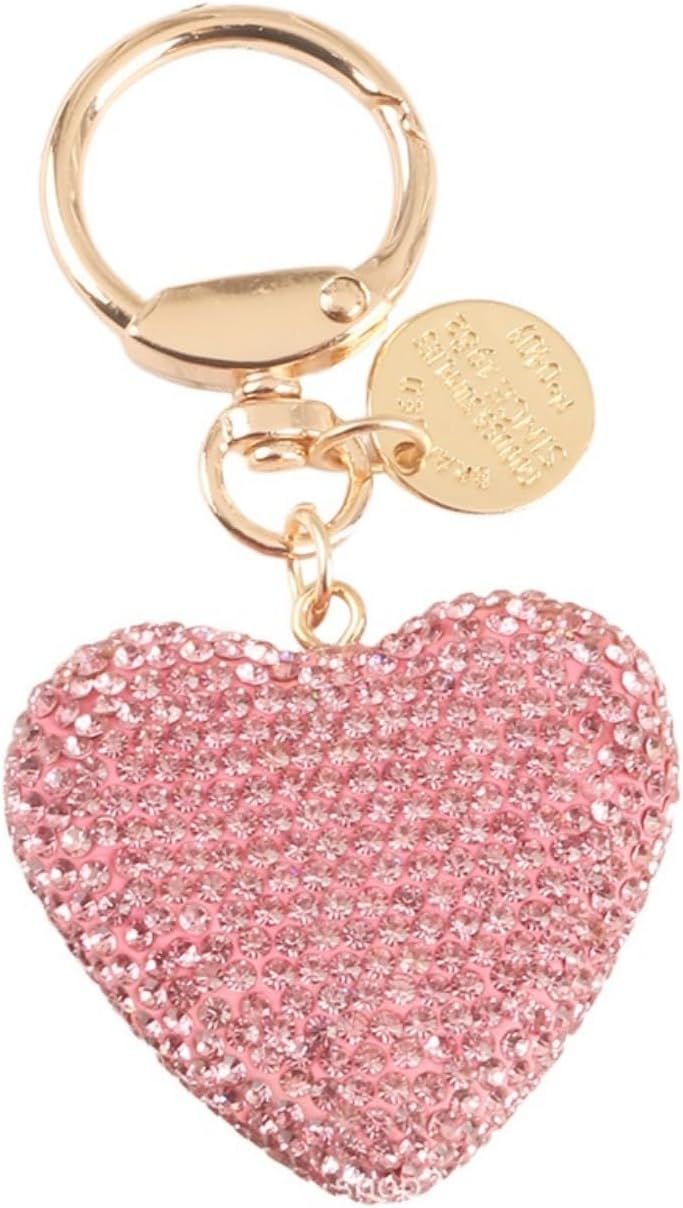 Women Keychain Bling Rhinestone Heart Keychains for Bag Charm Gift for Girls