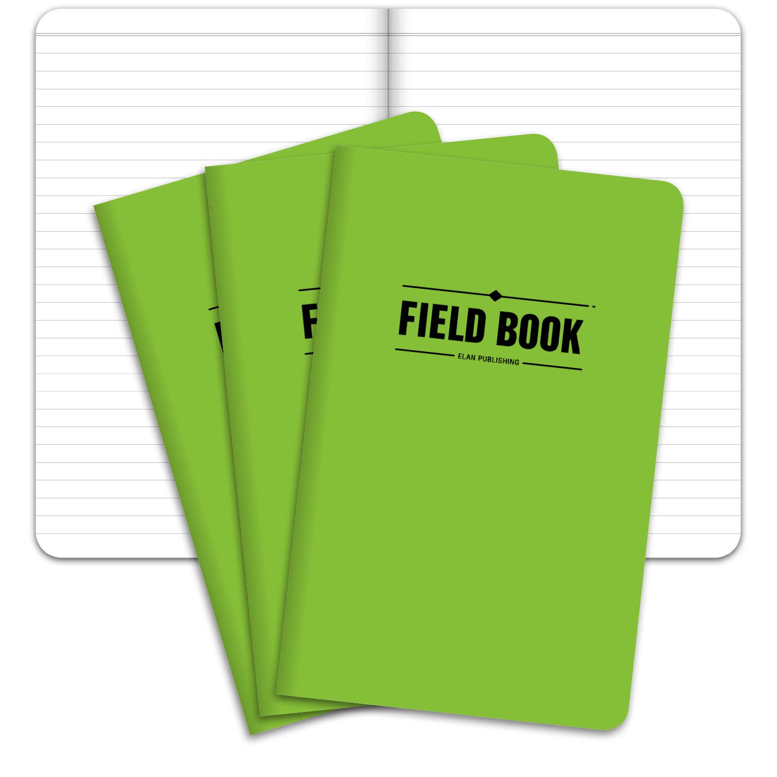 Elan Publishing Company The Indestructible, Waterproof, Tearproof, Weatherproof Field Notebook - 5"x8" - Green - Lined Memo Book - Pack of 3