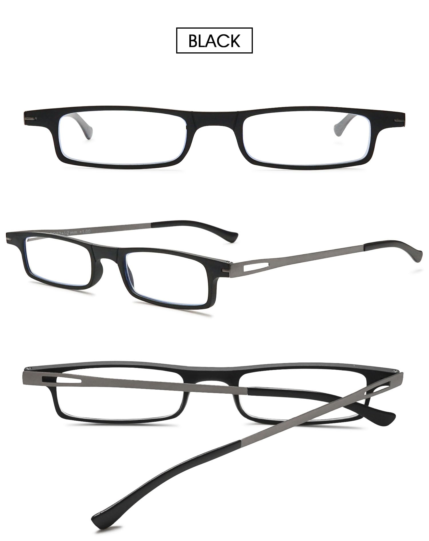 VEVESMUNDO Metallo Occhiali da Lettura Anti Luce Blu Tascabili Leggeri Occhiali da Vista con Custodia