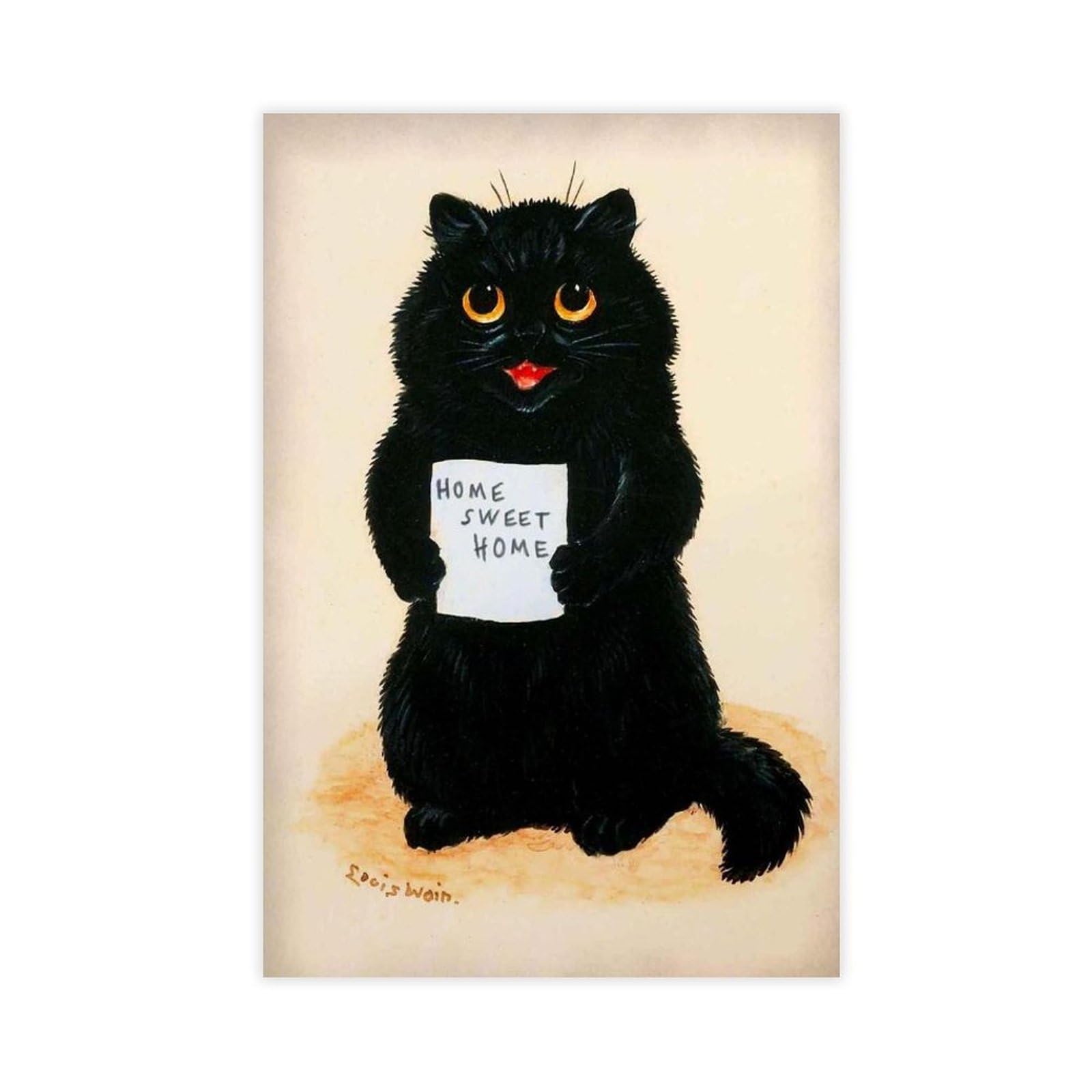 Vintage Print Cat Louis Wain Home Sweet Home Canvas Poster Wall Art Print Picture Paintings 12x18inch(30x45cm)