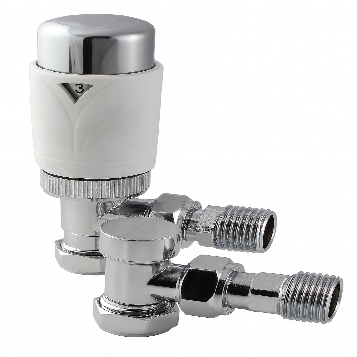 Valvola termostatica per termosifone, 15/10 mm, confezione doppia, finitura bianca, set di controllo del riscaldamento a risparmio energetico