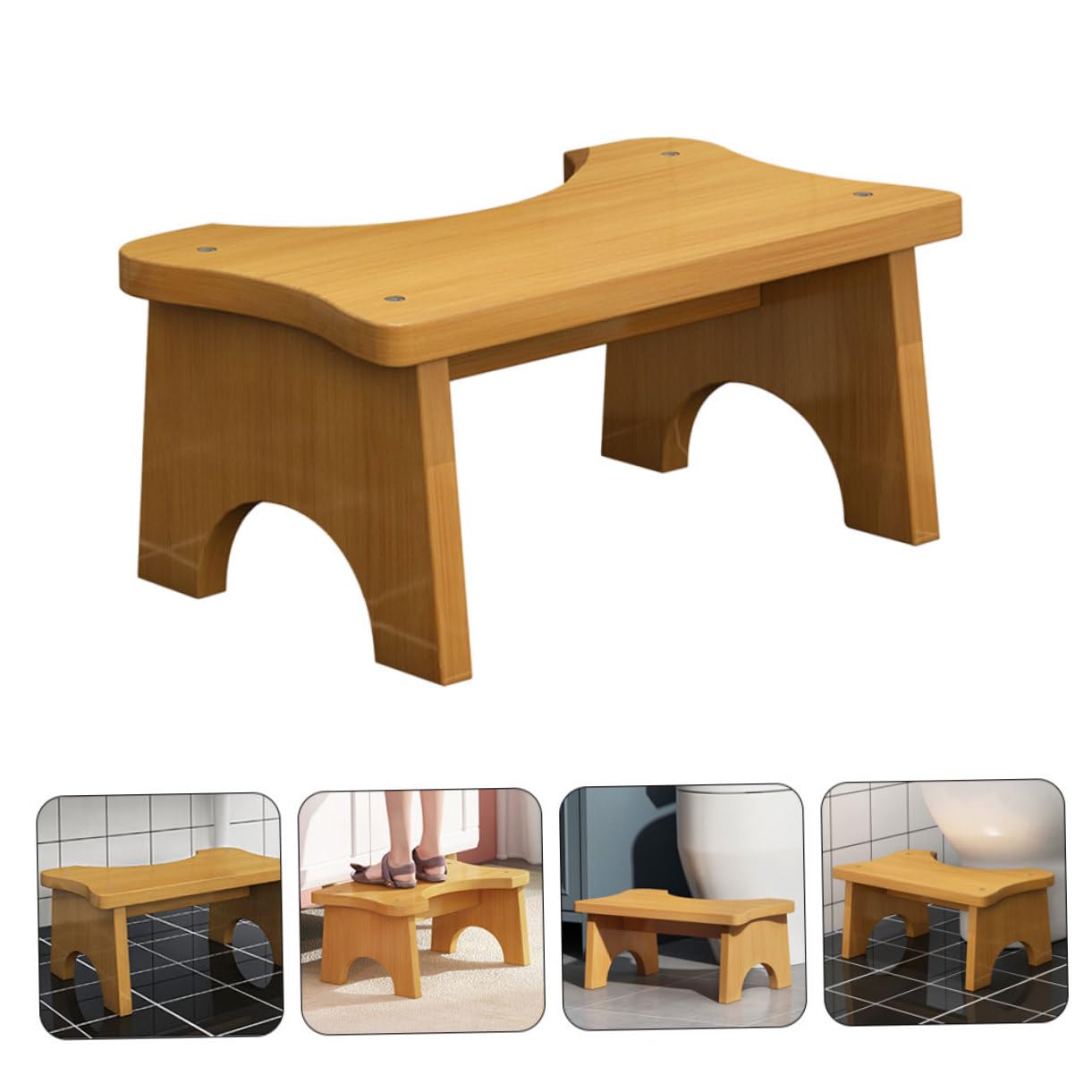 Alipis Toilettensitzhocker Rechteckiger Fußhocker mit Stabiler Konstruktion Platzsparend Geeignet für Badezimmer für Kinder und Ganze Familie als Toiletten und Tritthocker