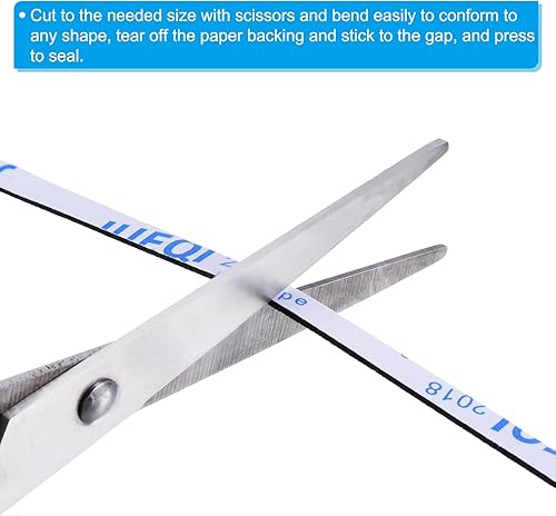 Miniatura 5 de PATIKIL Cinta de espuma de sellado de 16.4 pies, 2 rollos de 0.197 pulgadas de ancho y 0.039 pulgadas de grosor, burlete de puerta de una sola cara