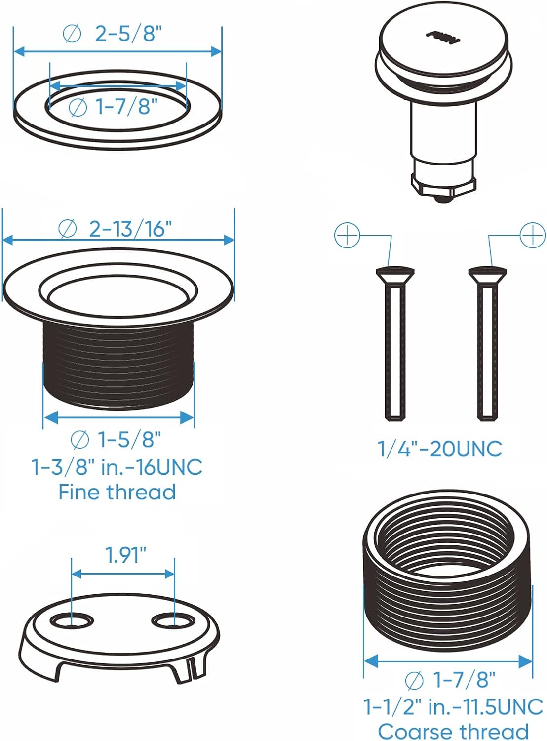 Bronze Bathtub Tub Drain Conversion Kit with Two-Hole Overflow Faceplate, Minupwell Tip-Toe Replacement Bath Tub Drain Trim Kit with Universal Fine/Coarse Thread Assembly，Oil Rubbed Bronze