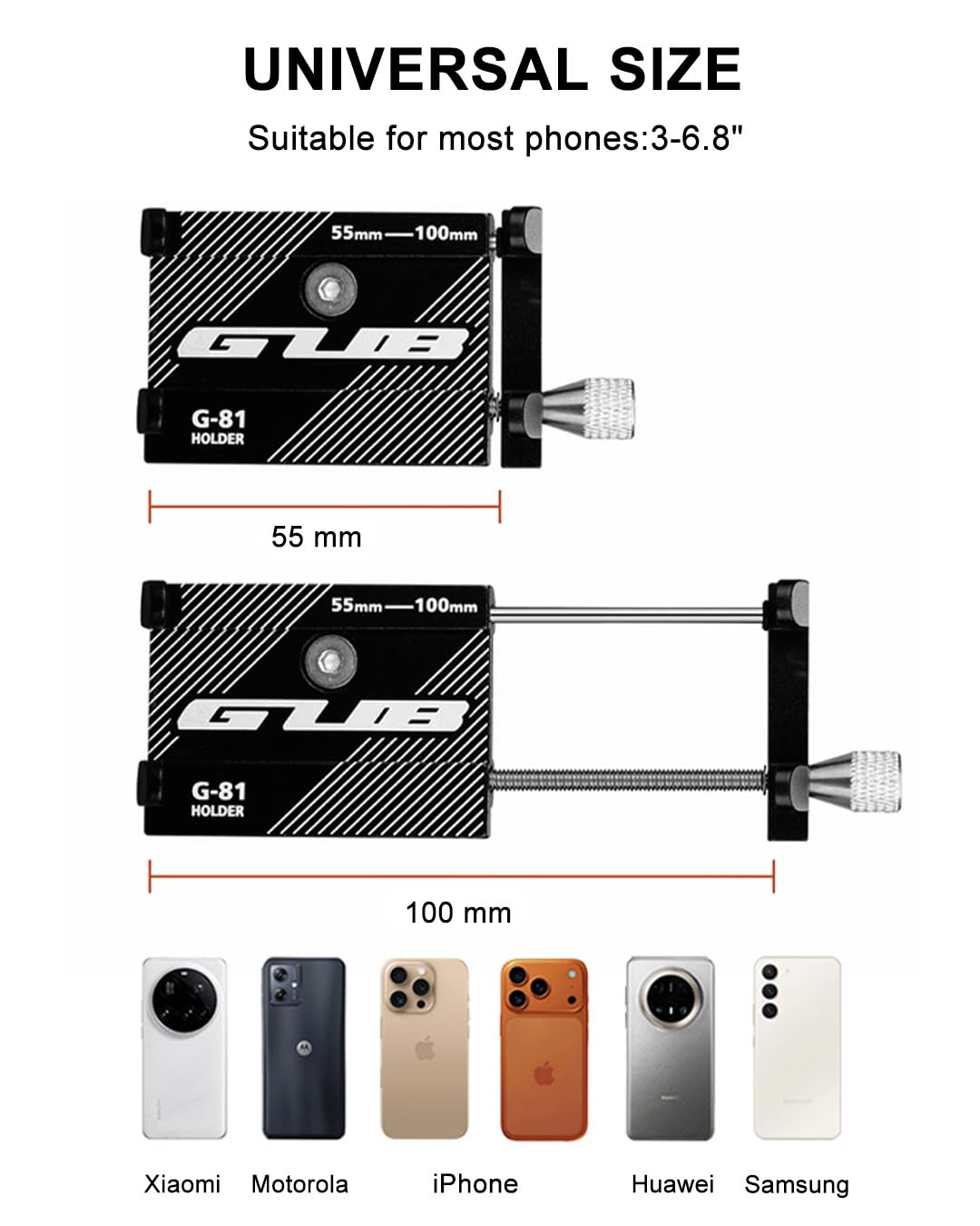 Aluminium Alloy Bike Mobile Holder, Anti-Vibration Motorcycle Mountain, Mountain Bike Accessories Compatible with iPhone, Motorola, Xiaomi, Samsung, Huawei and Other Devices — view 6