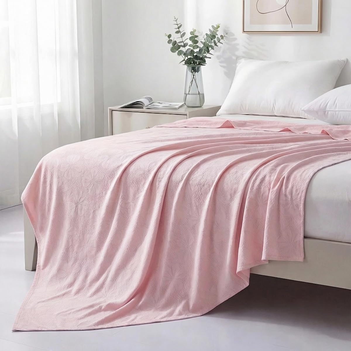 JvFbjLF Cooling Blanket – Jacquard For Hot Sleepers(Pink,100x120cm)