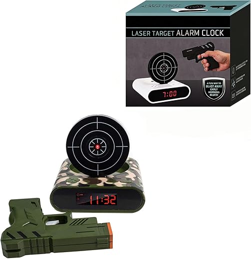Gun and Target Alarm Clock, Shooting Game Timer, Alarm Clocks Interactive Personalized Wake Shot