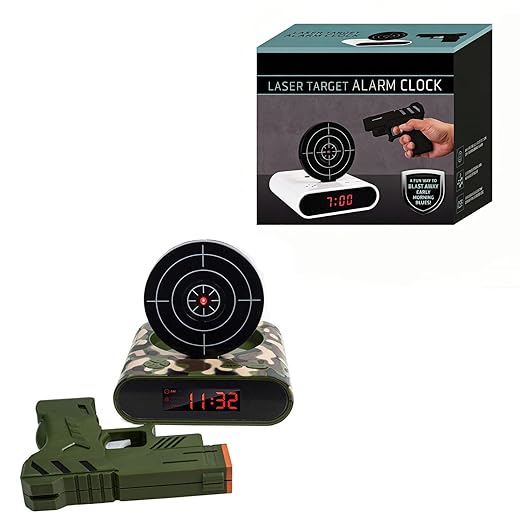 Gun and Target Alarm Clock, Shooting Game Timer, Alarm Clocks Interactive Personalized Wake Shot