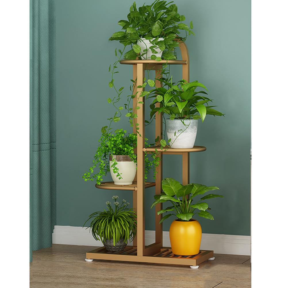 YUANCHUTOP Stylish Metal Plant Stand - Multi-Tiered Flower Rack, Gold Tall Planter Holder for Balcony, Garden & Living Room, 18" x 8.6" x 35.4", Perfect Indoor & Outdoor Decor