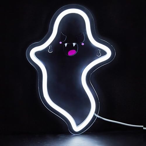 Miniatura 4 de Chi-buy Letrero LED de neón para Halloween, luz nocturna de neón alimentada por USB, decoración de pared 3D, lámpara de neón para dormitorio, sala