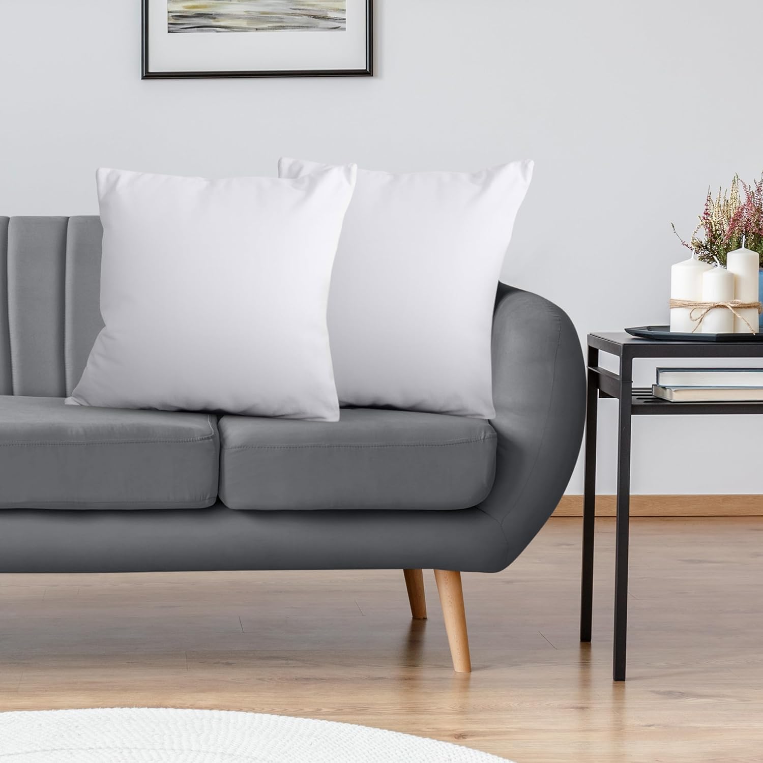 JDX Big Size Micro-Fiber Cushion Set of 2 - Size 24x24 Inch - Best Hotel Quality - Premium Fiber - Color White | 18011-2-24x24