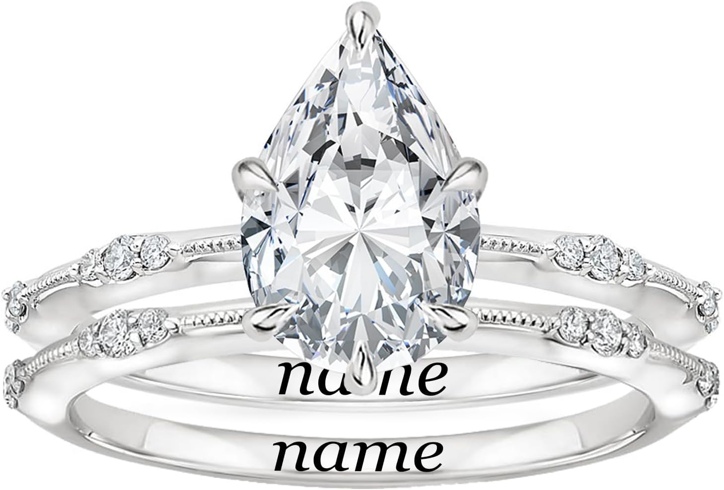 10k/14k/18k Gold Solitaire Moissanite Bridal Rings Set Round/Pear/Oval/Marquise Cut Moissanite Engagement Ring and Wedding Band Ring sets Size 4~12(Center 1/1.5/2/3 Carat D Color VVS1 Clarity)