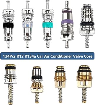 134pcs Car Air Conditioner Valve Core Kit R12 R134a A/C Schrader Valve Core