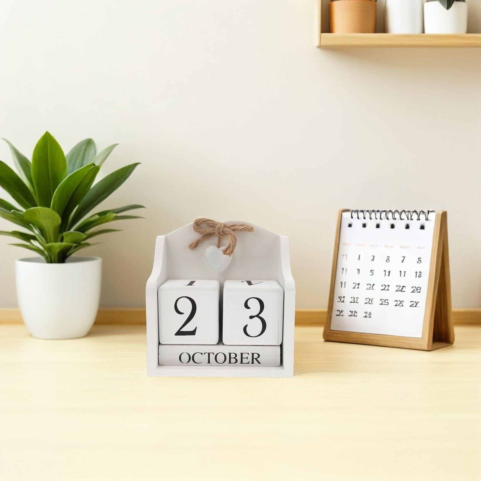2pezzi Calendario Riutilizzabile in Legno Vintage Calendario da Tavolo in Legno Data e Mese Annuale per Casa e Ufficio Accessori per Fotografia