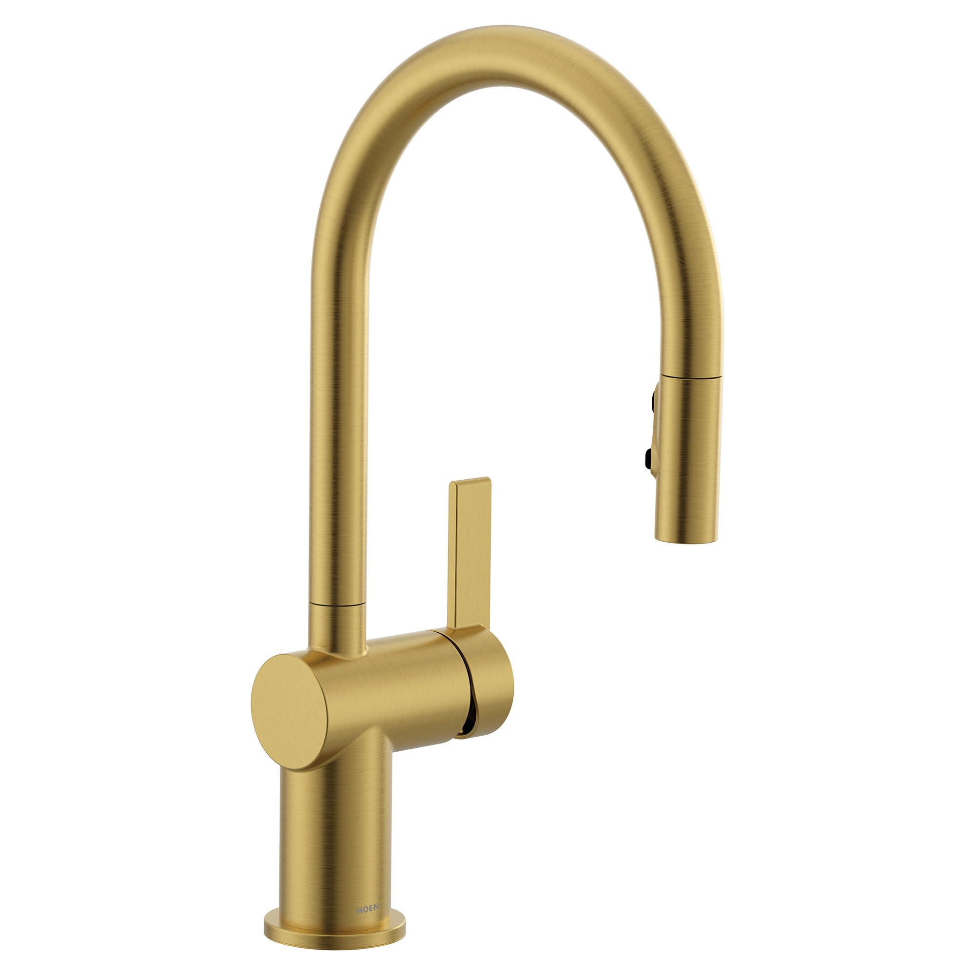 Moen Cia brushed gold pulldown kitchen faucet with sleek curved spout