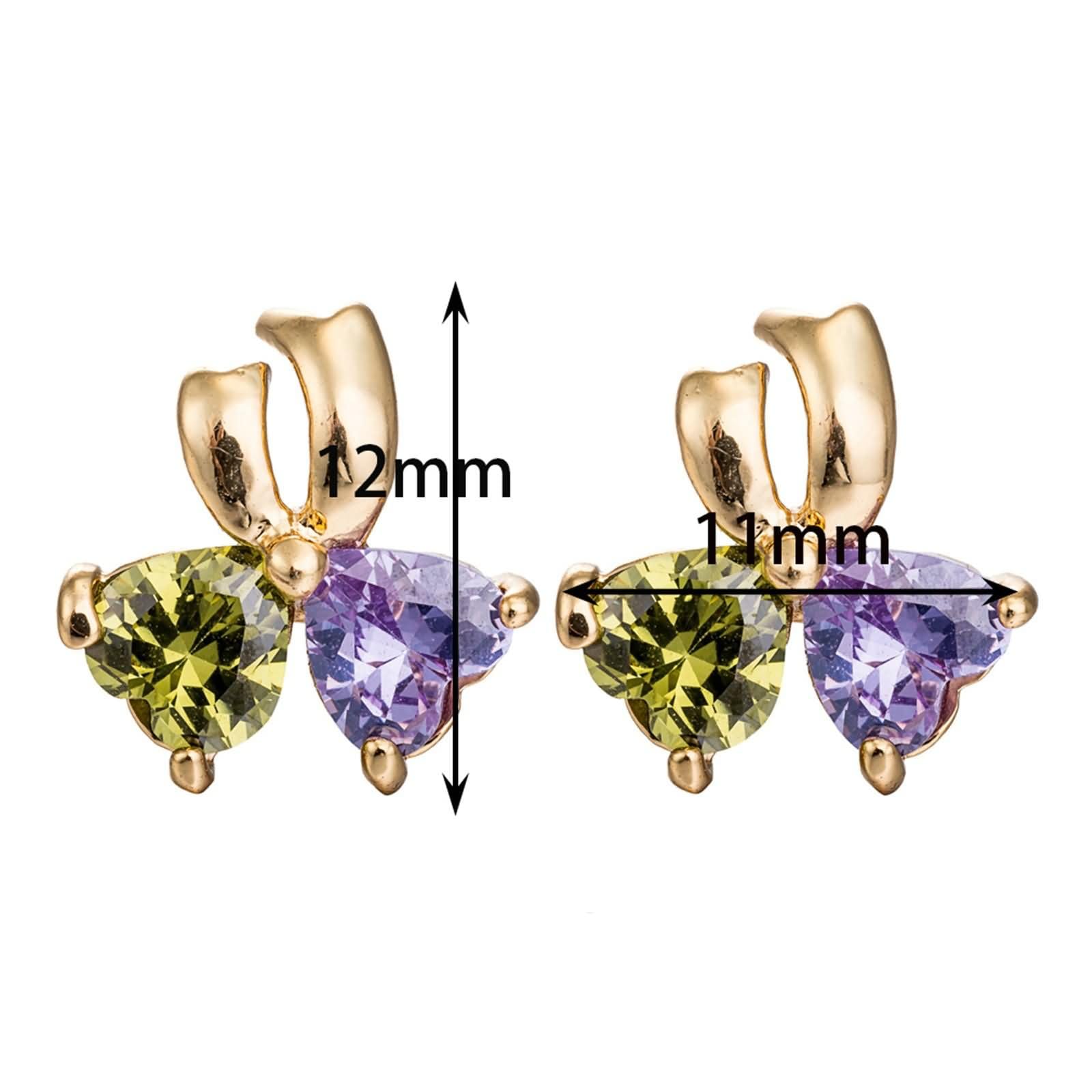 9-karatowe / 14K / 18K złote kolczyki damskie, serce i łuk z moissanitem, kolczyki ślubne kobiety złoty pin
