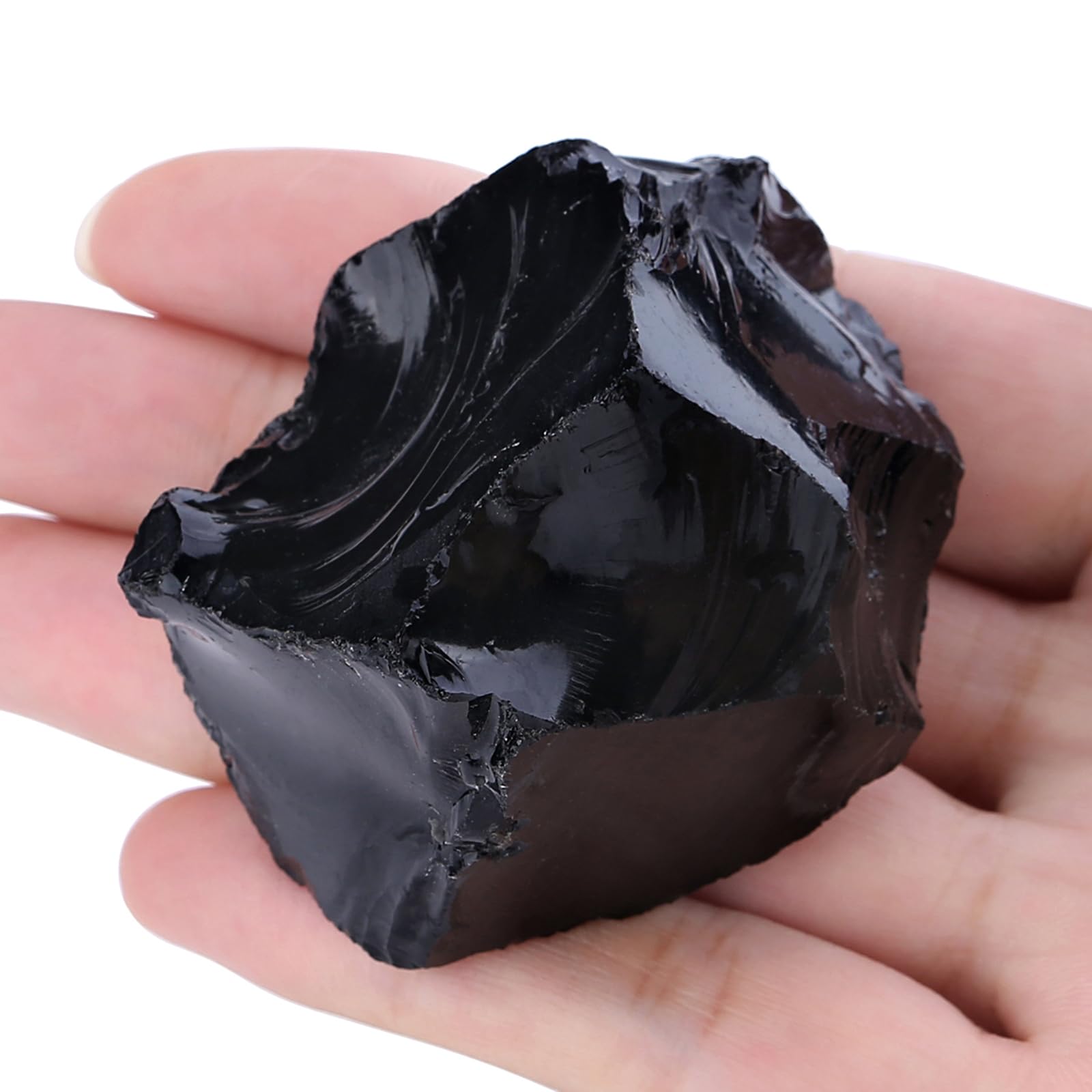 1.8"-2.2" Black Obsidian Raw Rough Healing Crystals Large Natural Stones Rocks Gemstones Witchcraft Supplies Protection Reiki Divination Meditation Black Obsidian Stone 1pcs