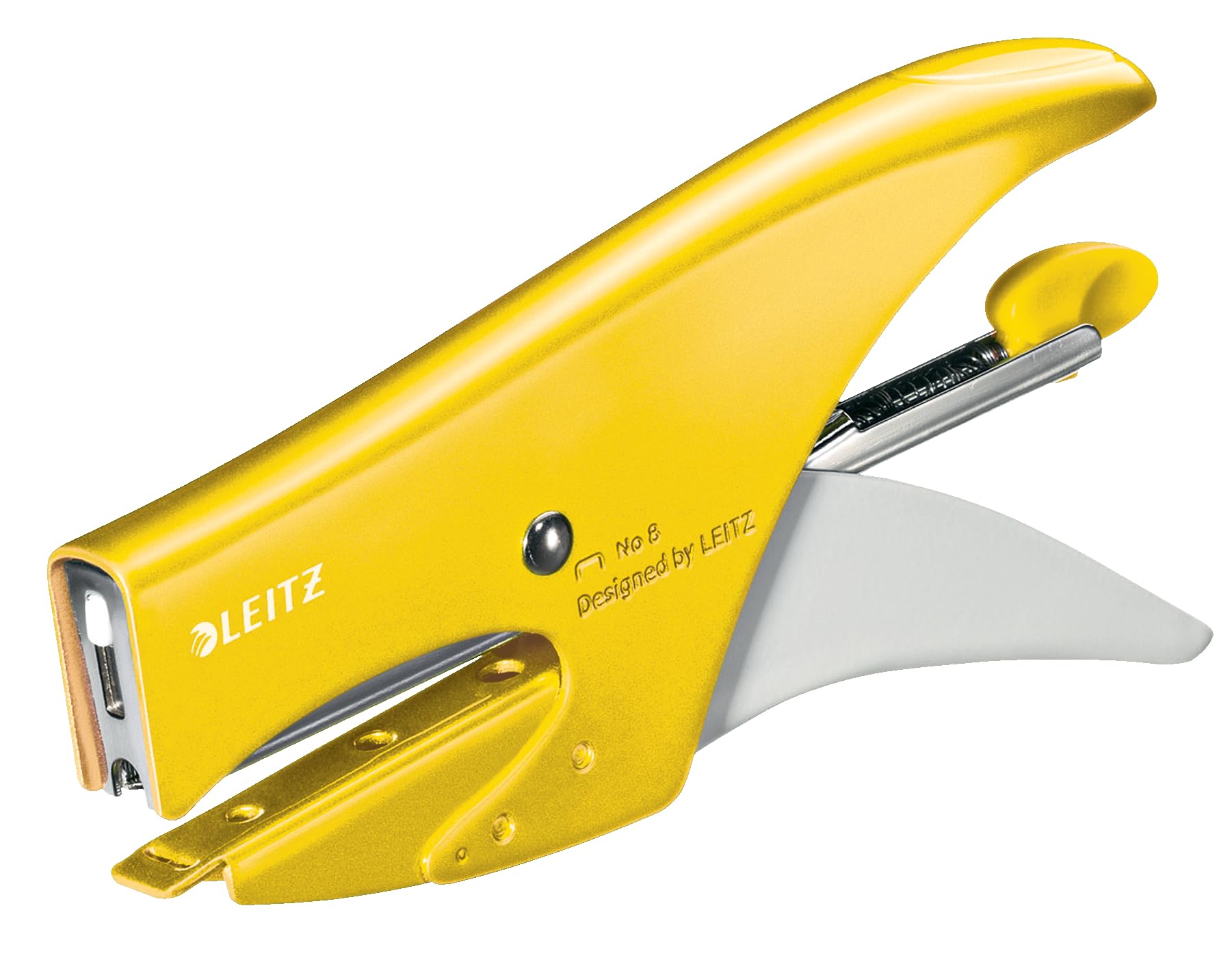 Leitz Stapling Pliers, 15 Sheet Capacity, Ergonomic Metal Body, Includes Staples, WOW Range, 55472016 - Yellow