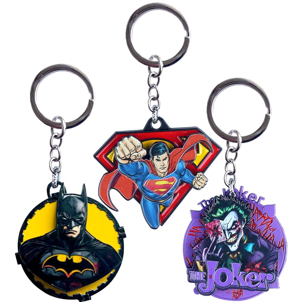 Involve DC Metal Keychain - Pack of 3 – Batman, Superman & The Joker | Durable Key Ring for Bike, Car & Everyday Use | Keychain for Boys & Girls-image-12