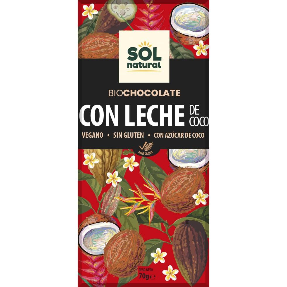 Solnatural Tableta Chocolate Con Leche De Coco Bio 70 G 500 G